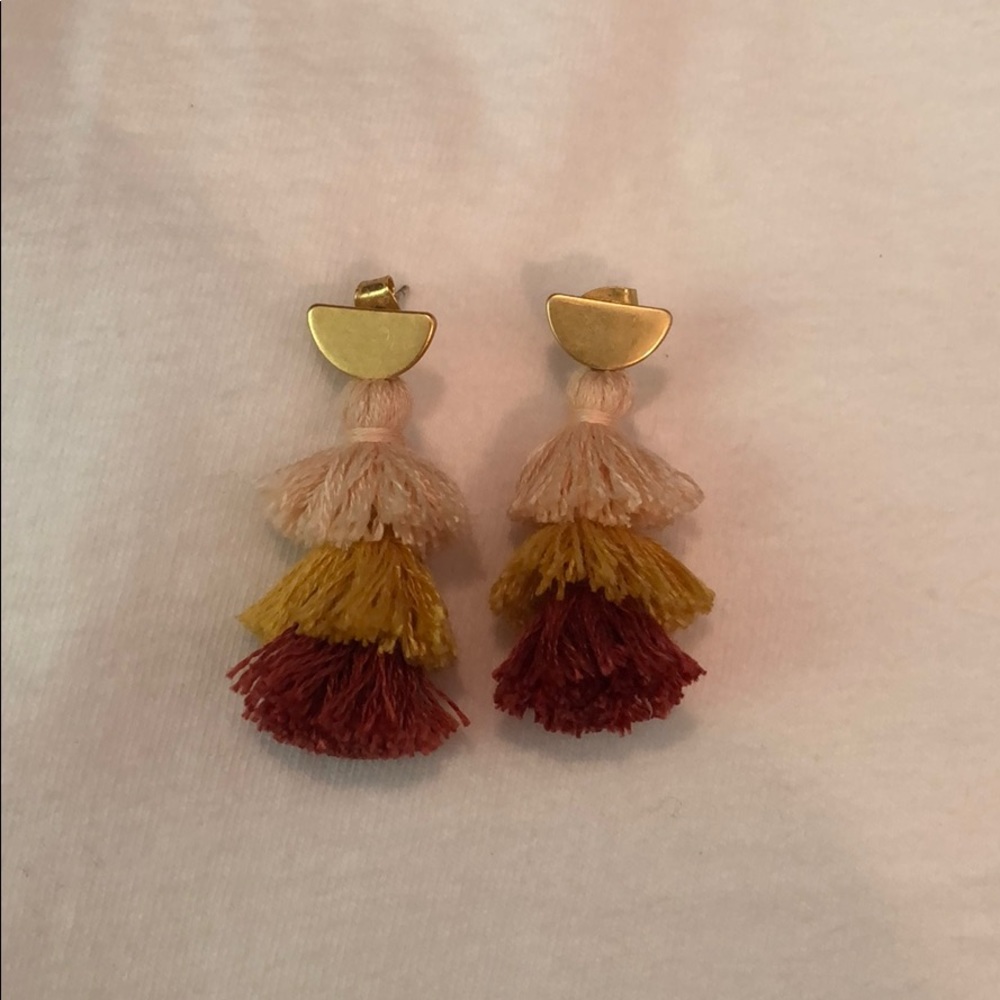Madewell Pink Yellow & Red Tassel Earrings